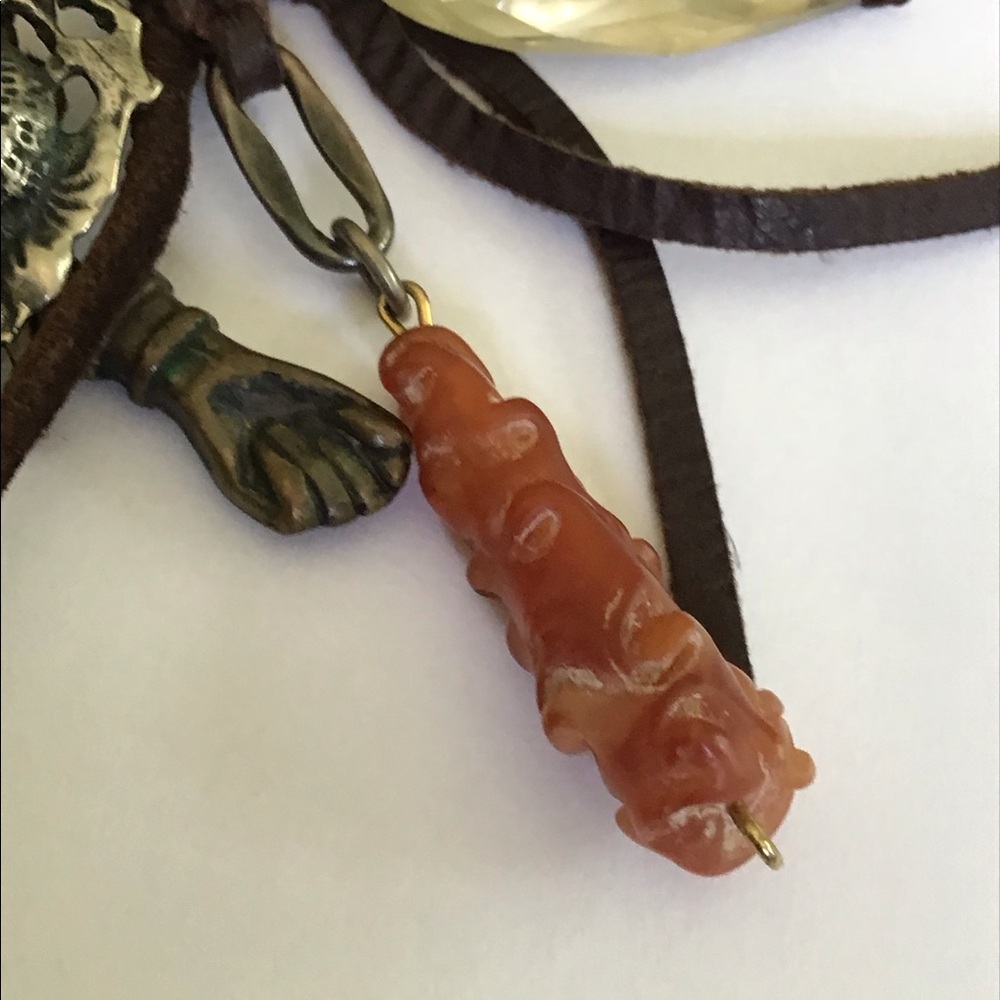 Love Heals Mixed Charms Gems Leather Necklace - Picture 4 of 10
